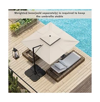 9.5 Feet Cantilever Patio Umbrella with 360° Rotation and Double Top