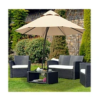 11 Feet Outdoor Cantilever Hanging Umbrella with Base and Wheels