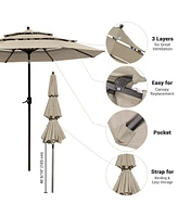 Yescom 10 Ft 3 Tier Patio Umbrella with Crank Handle Push to Tilt Aluminum Backyard