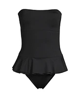 Lands' End Women's Sculpting Suit Ruffle Bandeau One Piece Swimsuit