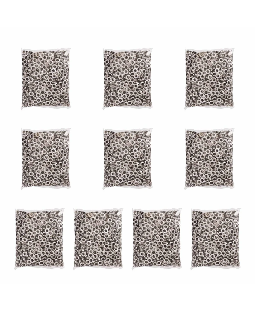 Yescom 10000 pcs Grommet Kit 3/8 inch Size #2 Eyelets and Washers Nickel for Hand Press Apparel Leather Printing Tarp