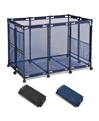 Yescom Mesh Pool Floats Storage Bin Rolling Cart 10 Wheels Metal Frame 49" L x 30" W x 61" H with Black Cover Net Replacement
