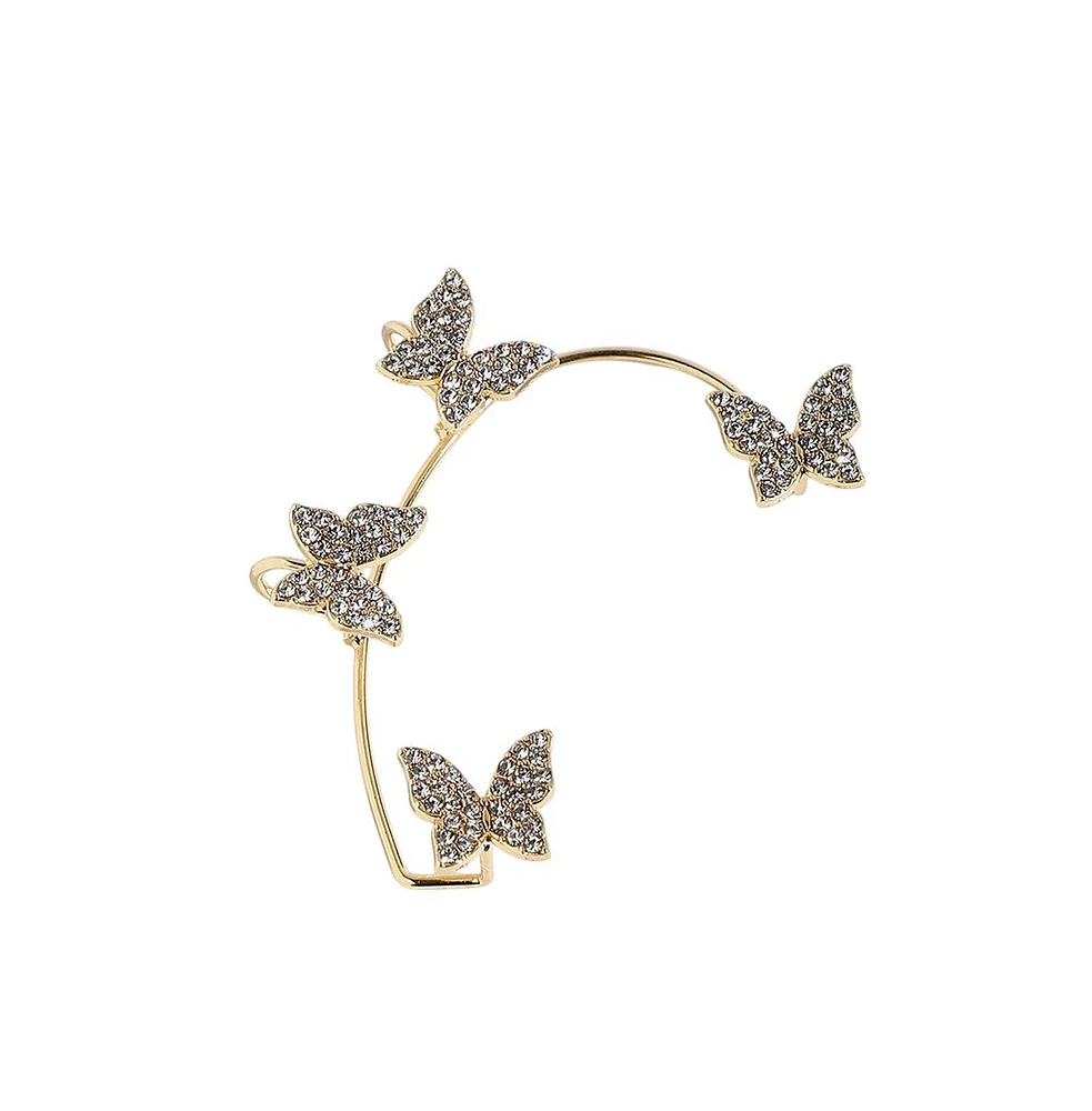Sohi Gold-Plated Butterfly Cuff Earrings