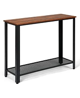 Metal Frame Wood Console Sofa Table with Storage Shelf
