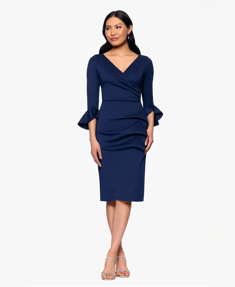 Betsy & Adam Women's V-Neck 3/4-Sleeve Sheath Dress