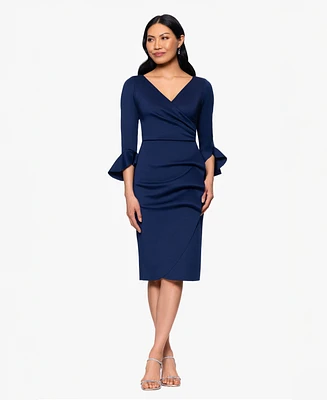 Betsy & Adam Women's V-Neck 3/4-Sleeve Sheath Dress