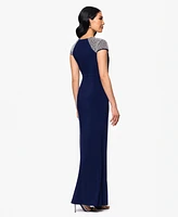 Betsy & Adam Women's Cap-Sleeve V-Neck Dress