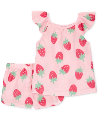 Carter's Toddler Girls Strawberry-Print Loose-Fit 2-Piece Pajamas