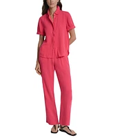 Dkny Jeans Petite Cuffed Short-Sleeve Shirt