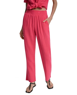 Dkny Jeans Petite Cotton Pull-On Smocked-Waist Pants
