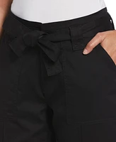 Ella Rafaella Petite Twill Crop Pants with Removable Tie Belt