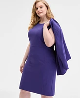 Kasper Plus Crewneck Sleeveless Sheath Dress