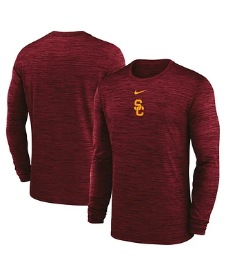Nike Men's Gray Usc Trojans 2025 Sideline Velocity Performance Long Sleeve T-Shirt