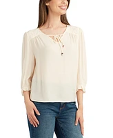 Bcx Juniors' Lace-Trim 3/4-Sleeve Peasant Top