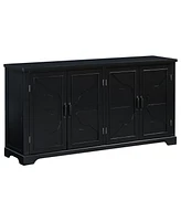 Wooden Sideboard with Pine Doors & Metal Handles
