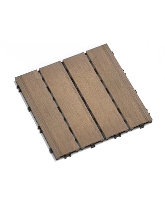 Oak Wpc Patio Tiles - 22 Pack - Interlocking Decking