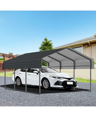 Heavy-Duty Metal Carport - 10x15 Ft - Outdoor Garage Shelter