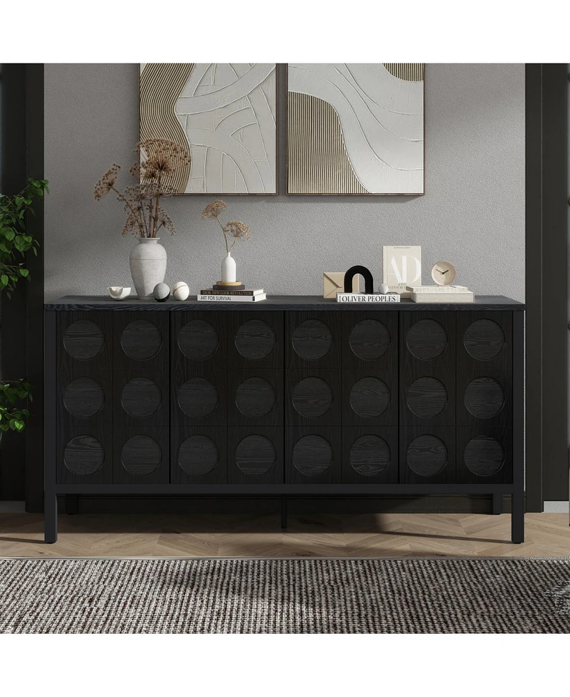 Geometric Circle Door Cabinet - Black