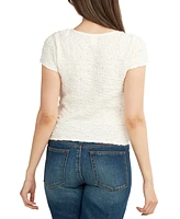 Bcx Juniors' Textured Knit Cap-Sleeve Top