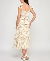 Trixxi Juniors' Printed Ruffled Sleeveless Midi Dress