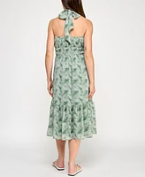 Trixxi Juniors' Printed Ruffled-Hem Halter Midi Dress