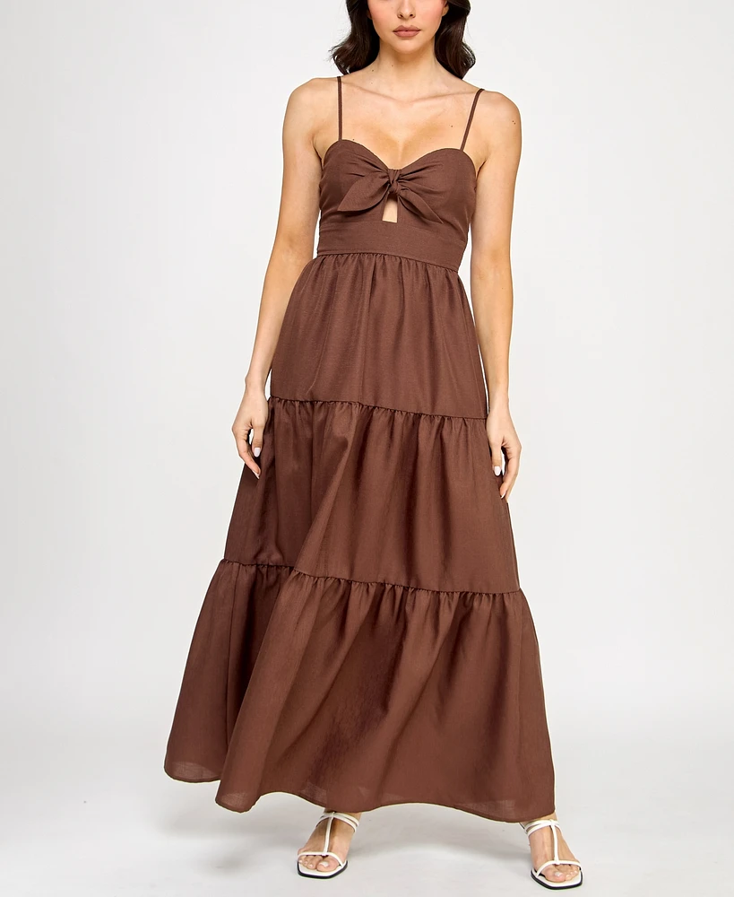 Trixxi Juniors' Tiered Keyhole Fit & Flare Dress