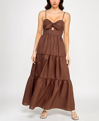 Trixxi Juniors' Tiered Keyhole Fit & Flare Dress