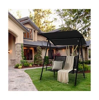 2-Seat Outdoor Canopy Swing with Comfortable Fabric Seat and Heavy-duty Metal Frame