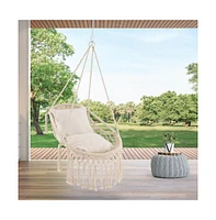 Hanging Hammock Chair with Soft Seat Cushions and Sturdy Rope Chain