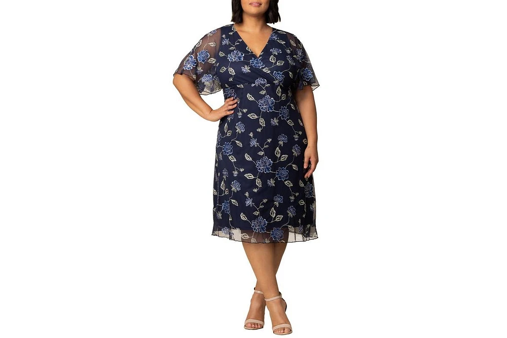 Kiyonna Plus Sonnet Embroidered Cocktail Dress