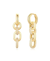 Suzy Levian Sterling Silver Cubic Zirconia Chain Link Drop Earrings