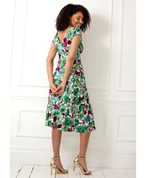 Alie Street London Women's Sara V-Neck Short Sleeve Midi Dress