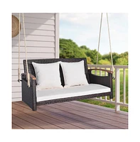 2-Person Patio Rattan Porch Swing Hammock