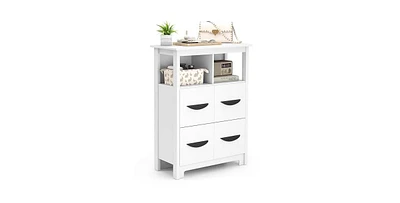 24 Inch Floor Cabinet with 2 Open Compartments and 2 Drawers
