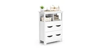 24 Inch Floor Cabinet with 2 Open Compartments and 2 Drawers