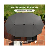 15 Feet Double-Sided Patio Umbrella with 48 Led Lights