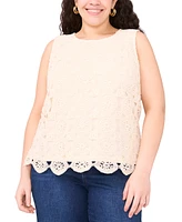 Vince Camuto Plus Crochet-Front Scalloped-Hem Tank Top