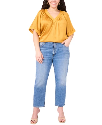 Vince Camuto Plus Flowy Dolman-Sleeve V-Neck Blouse
