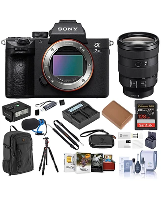 Sony Alpha a7 Iii Mirrorless Camera with Fe 24-105mm f/4 G Oss Lens, Black, Bundle with 128GB Memory Card, Backpack, Tripod/Monopod, Extra Battery, Ch