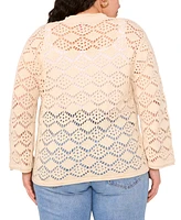 Vince Camuto Plus Pointelle Cotton Cardigan