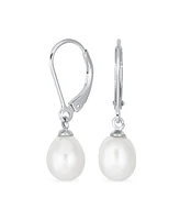 Bling Jewelry Simple Freshwater Cultured Pearl Teardrop Dangle Earrings Sterling Silver
