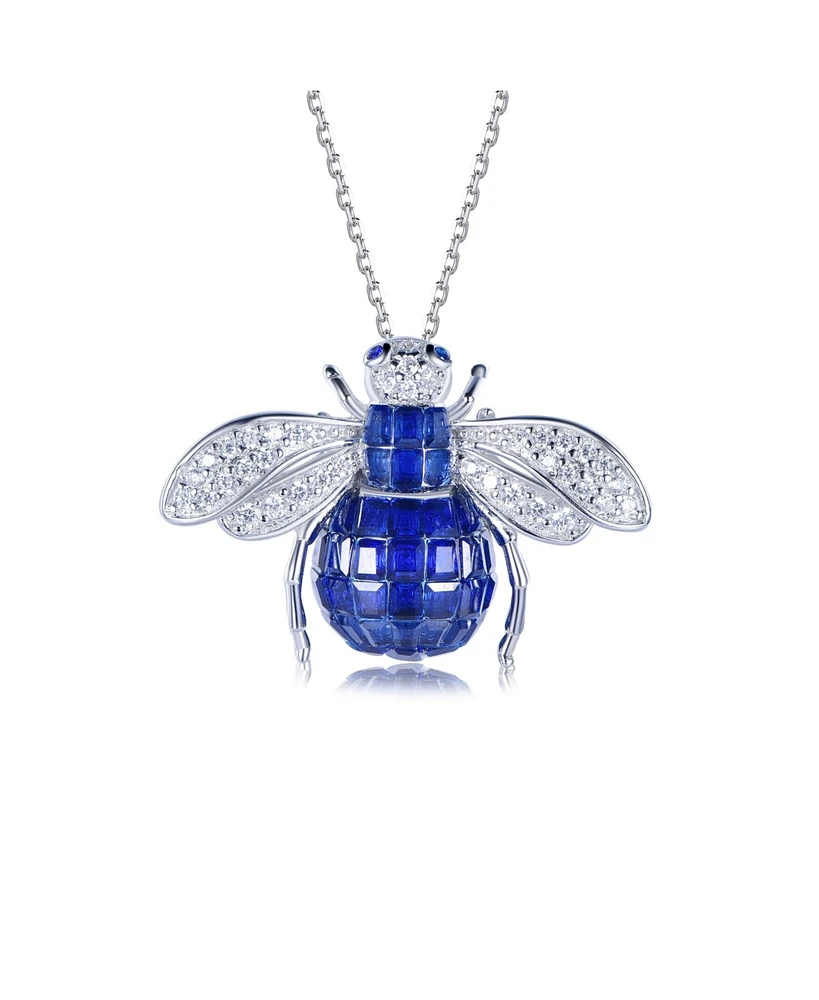 Suzy Levian Sterling Silver Invisible Set Cubic Zirconia Bumble Bee Pendant