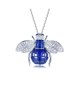 Suzy Levian Sterling Silver Invisible Set Cubic Zirconia Bumble Bee Pendant