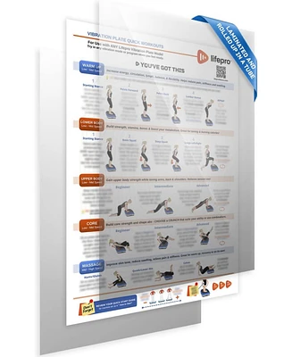 Lifepro Whole Body Vibration Plate Exercise Poster – Full-Body Workout Guide with Training Suggestions & Step-by-Step Instructions for Vibratio