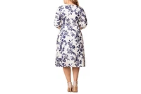 Kiyonna Plus Gabriella Ruched Sleeve Midi Dress with Pockets