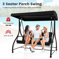 Gymax Converting Patio Swing Chair Porch Bed w/Adjustable Canopy & Thickened Cushion