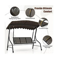 3-Seat Outdoor Porch Canopy Swing with Adjustable Shading