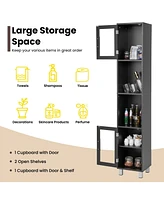 71 Inch Tall Tower Bathroom Storage Cabinet and Organizer Display Shelves for Bedroom