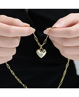 14K Gold Plated with Clear Cubic Zirconia Heart Pendant Necklace