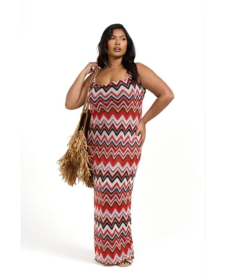 Fashion-szn Curve Plus Sleeveless Retro Mesh Maxi Dress